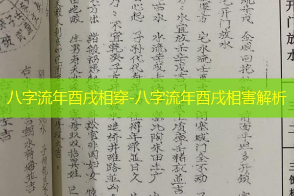  八字流年酉戌相穿-八字流年酉戌相害解析